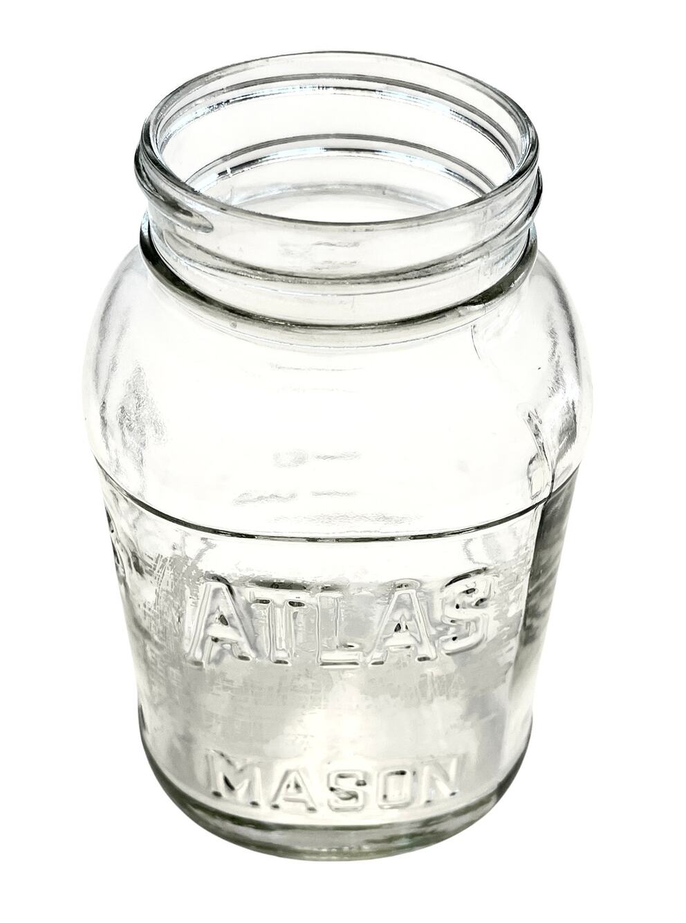 Vintage ATLAS MASON JAR Clear Glass WITHOUT LID 6.5"